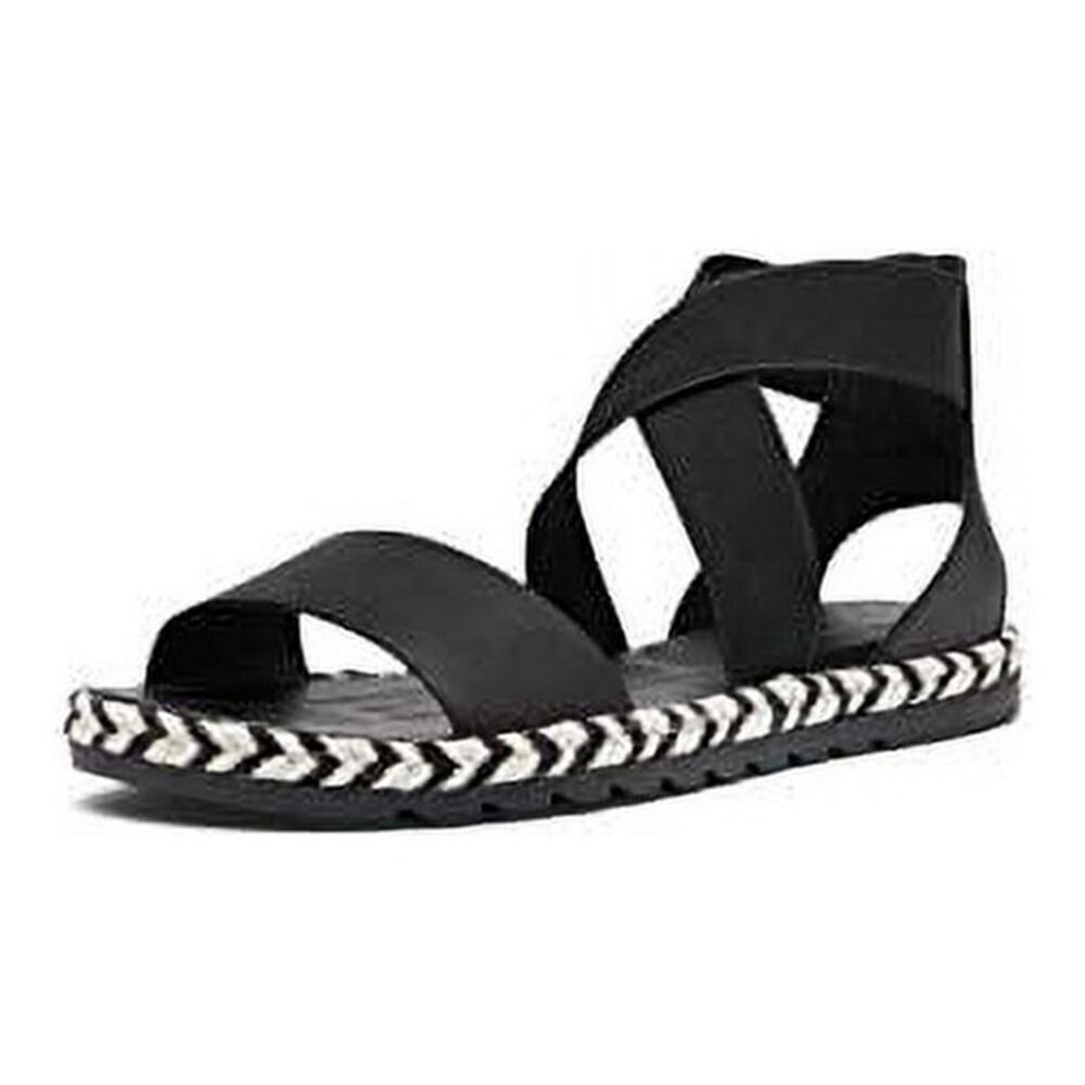 Sorel Women's Ella II Flat Sandals Open Toe Black Leather size 7.5
